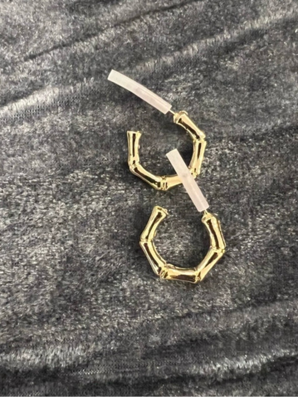 Gold Bamboo Hoop Earrings - Women Jewelry